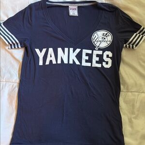 PINK! Yankees Navy Blue V-Neck T-Shirt